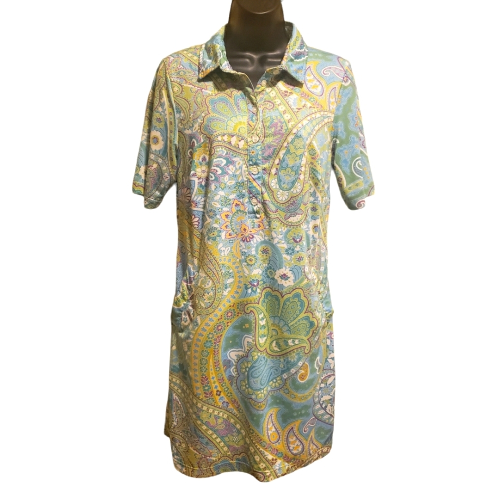 Tee 2 Sea Paisley Print Short Sleeve Golf Dress Small